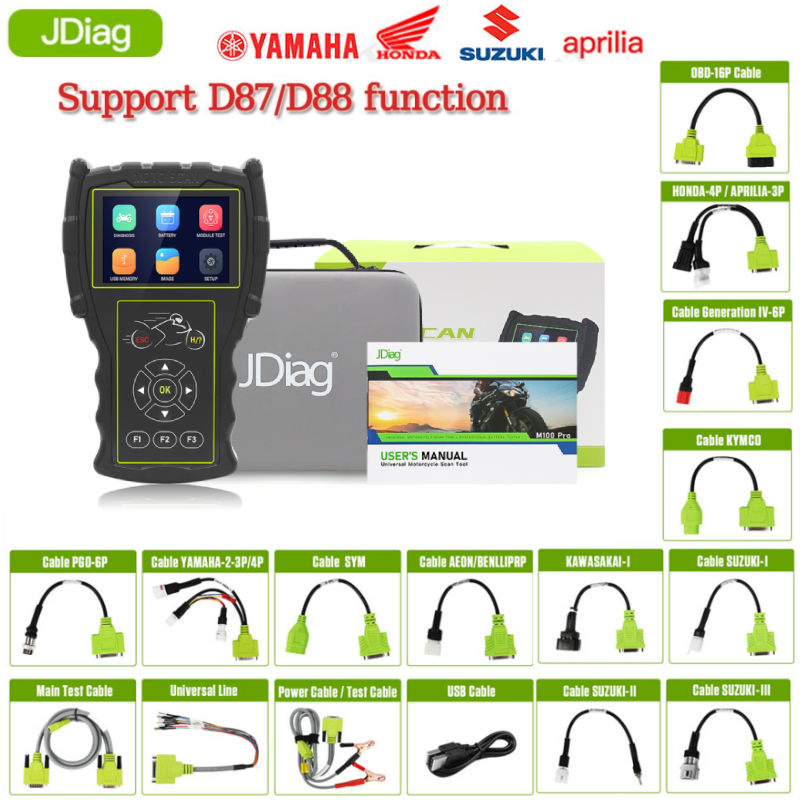 Jdiag M100 Pro Moto ใหม่ เครื่องสแกนเนอร์ D87 D88 CO ปรับความเร็วได้ ABS ทดสอบ TPS วินิจฉัย EFI รถจักรยานยนต์ เวอร์ชั่นที่เรียบง่าย หลายภาษา เครื่องมือวิเคราะห์รถจักรยานยนต์ แบรนด์