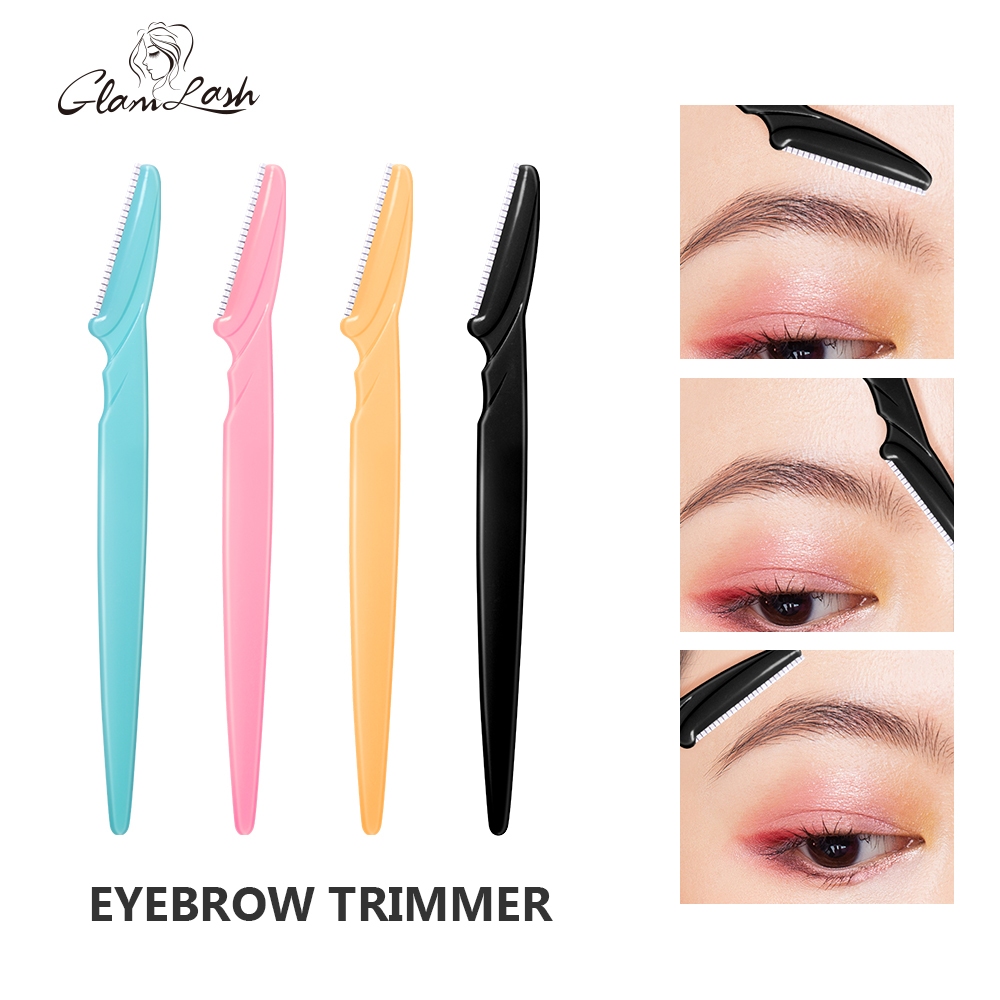 Glamlash 10 ชิ้น ที่กันจอนคิ้ว ใบมีดโกนหนวด แบบพกพา กําจัดขนคิ้ว เพื่อความปลอดภัย เครื่องมือแต่งหน้า