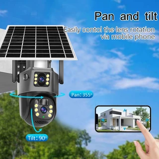 LLSEE v380 pro 8MP 4K 4G ซิมการ์ดกล้องวงจรปิดพลังงานแสงอาทิตย์กลางแจ้ง 360 PTZ 10X ซูมกล้องวงจรปิด WIFI ติดตามมือถือพูดคุยสองทางสีสันกลางคืน