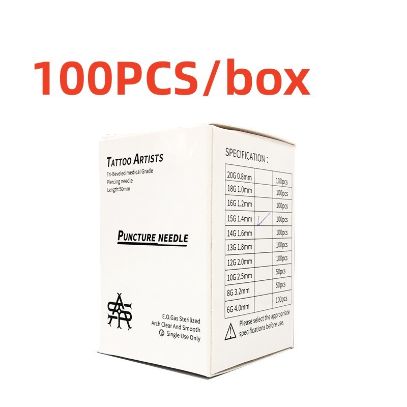 Lemonguo 100PCS เข็มเจาะร่างกายปลอดเชื้อ เข็มเจาะหู เจาะคิ้ว 0.8 -2.0 mm. Medical Grade