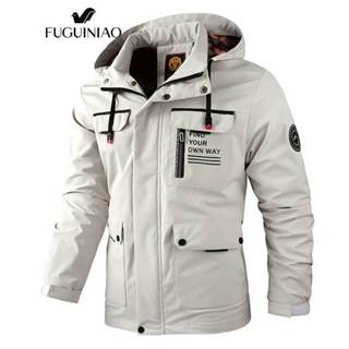 Fuguiniao เสื้อแจ็กเก็ต มีฮู้ด กันน้ํา แฟชั่นฤดูใบไม้ผลิ และ…
