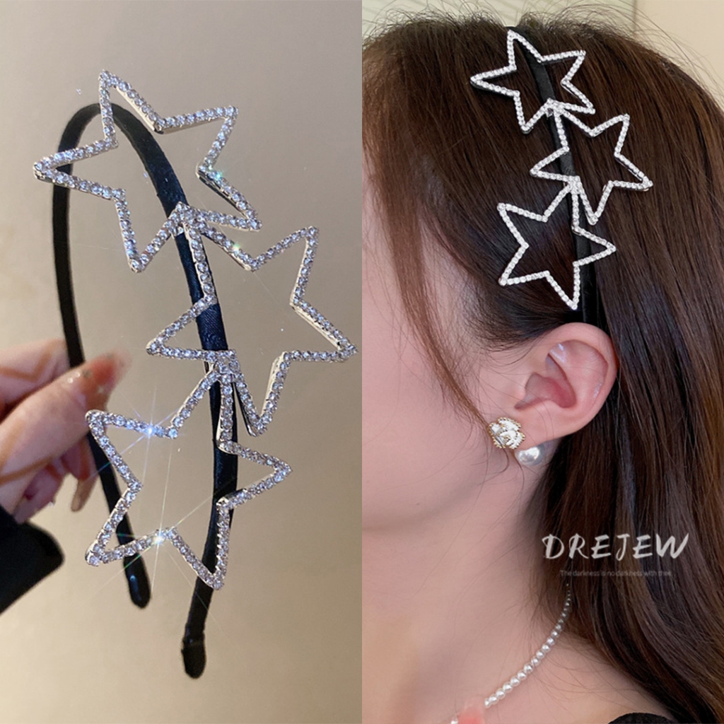 DREJEW Y2K ที่คาดผมแฟชั่นเกาหลี ประดับเพชร รูปดาวห้าแฉก ออกแบบหวาน เฉพาะบุคลิกภาพ สไตล์หวานแหวว เครื่องประดับผม สําหรับผู้หญิง