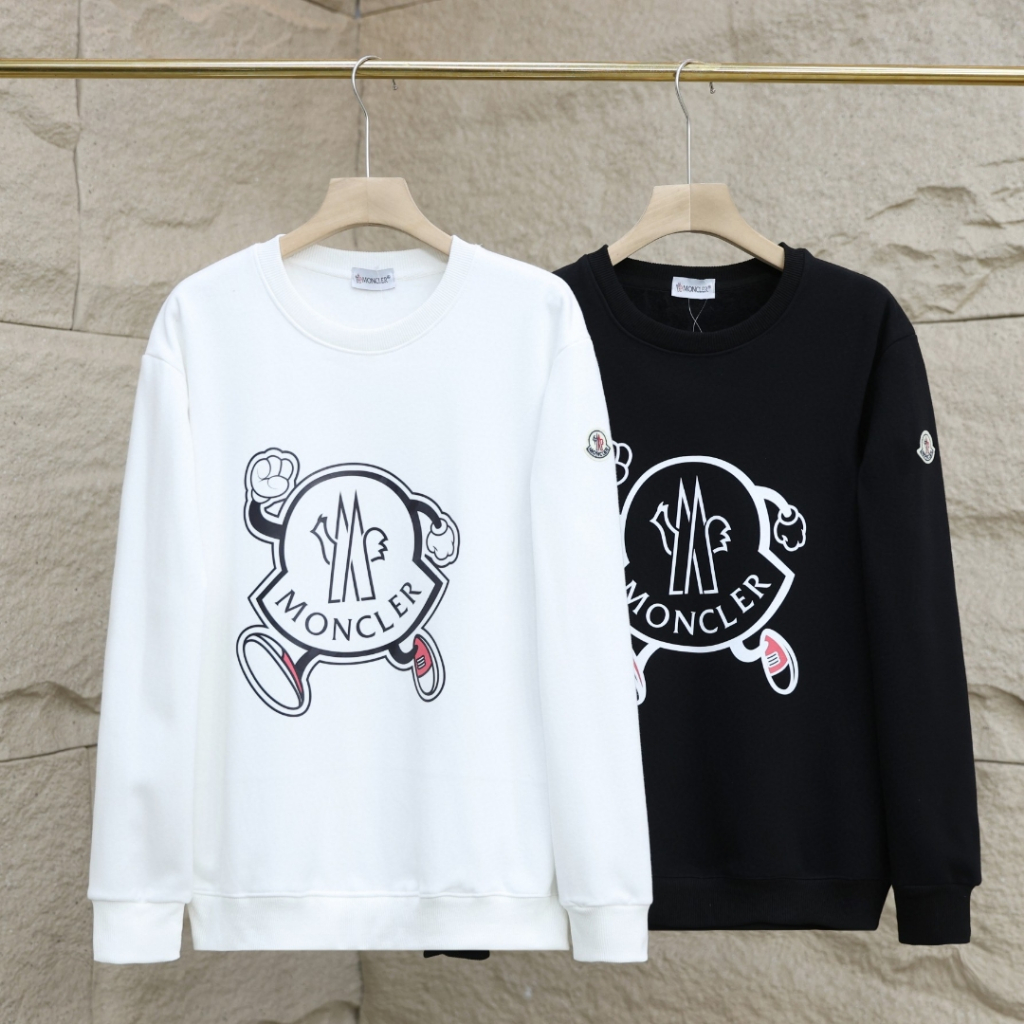 Mon * CL ซับในขนแกะสไตล์คู่เสื้อสเวตเตอร์คอกลมซับในขนแกะเสื้อสเวตเตอร์คอกลมแบบไหล่หล่นผู้ชาย