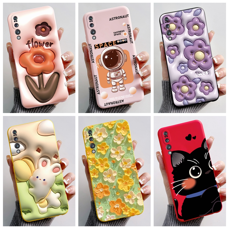 เคส Huawei P20 / P20 Pro การออกแบบใหม่ เคลือบด้าน กระต่าย ดอกไม้ ทาสี ป้องกัน ซิลิโคนนิ่ม สําหรับ Hu
