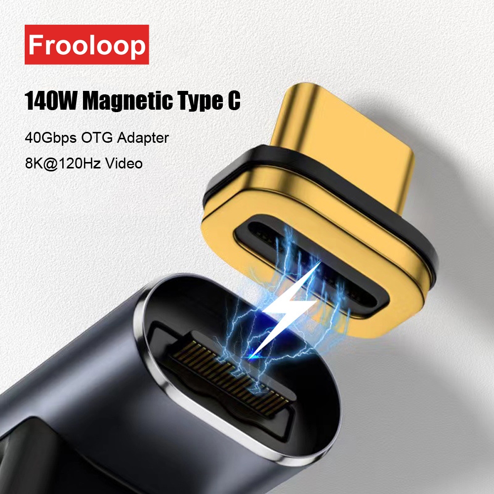 อะแดปเตอร์แปลงแม่เหล็ก 140W USB Type C 40Gbps USB-C ตัวผู้ เป็น C ตัวเมีย OTG 8K 120Hz Thunderbolt 3 ชาร์จเร็ว