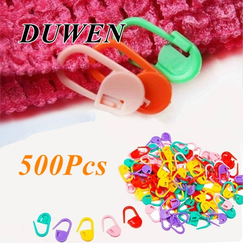DUWEN 500 ชิ้น พลาสติก หัตถกรรม ล็อค ตะเข็บ มาร์กเกอร์ ทอ เย็บ ตะเข็บ เคาน์เตอร์ DIY ไหมพรม เข็ม กัน