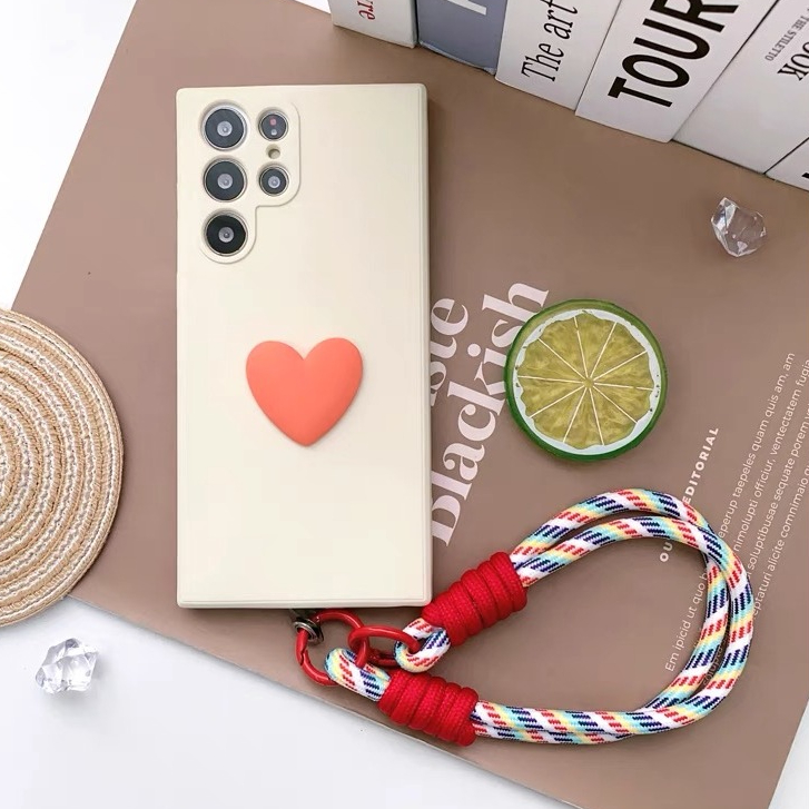 สีทึบ สีส้ม LOVE เคส Samsung Galaxy S24 Ultra S24 Plus S23 Ultra S23 Plus S23FE S22Ultra S22Plus S21Ultra S21+ S20Ultra S21FE Note10Plus Note20Ultra A53 A34 A54 A73 A14 A23 A32 A15 A05S A13 A52S 5G Case เคสโทรศัพท์ใหม่ ซิลิโคนป้องกันการตก เคสมือถือซัมซุง