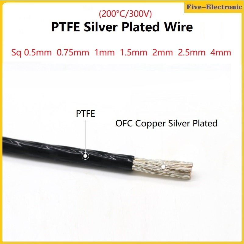 PTFE Silver Plated Wire Sq 0.5mm²  0.75mm²  1mm²  1.5mm²  2mm²  2.5mm²  4mm²  High Purity OFC Electronic HiFi Audio Speaker Headphone DIY Signal Copper Cable สายเคเบิลหูฟัง ลําโพง เสียงไฮไฟ ทองแดง ชุบเงิน