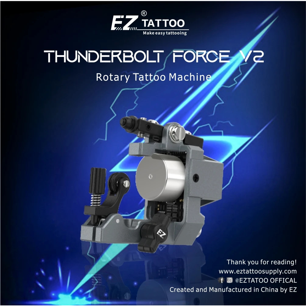 Ez Thunderbolt Force V2 เครื่องสักโรตารี่ มอเตอร์ไร้แปรงถ่าน ปรับได้ สําหรับเข็มสักมาตรฐาน / ตลับ