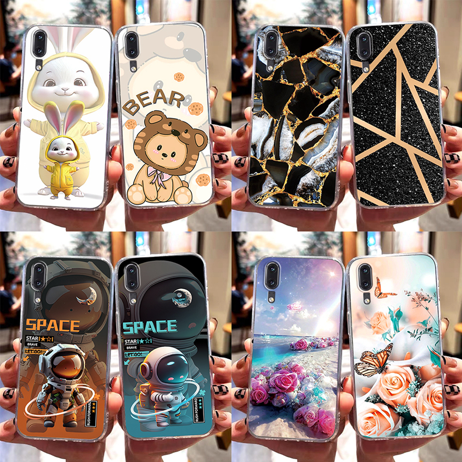 สําหรับ Huawei P20 / Huawei P20 Pro เคส สัตว์น่ารัก แฟชั่น นักบินอวกาศ ทาสี TPU นิ่ม เคสเจลลี่