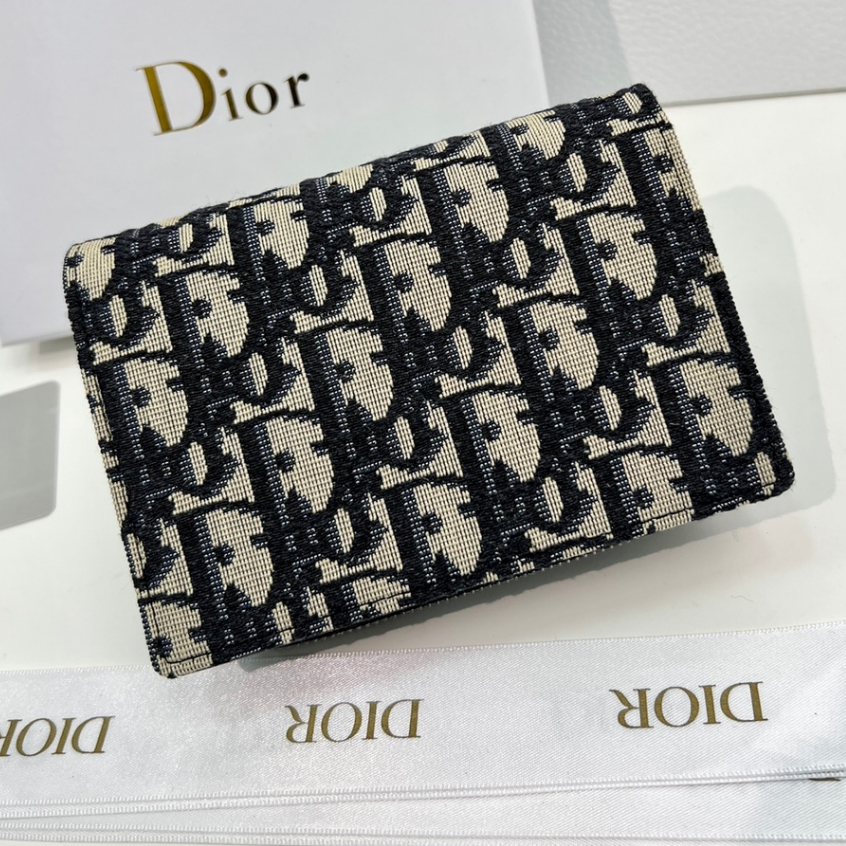 Dior กระเป๋าสตางค์หนังแท้ พับได้ อเนกประสงค์