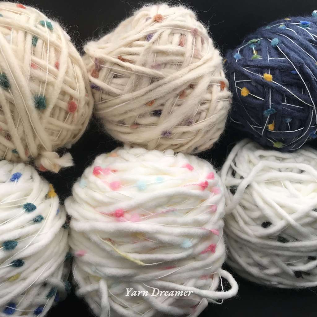 14 ตัวเลือก - ไหมพรมปอมปอม สีสันสดใส เส้นด้ายผสม เส้นด้ายขนสัตว์สำหรับถักไหมพรม เส้นด้ายโครเชต์ DIY เส้นด้ายฝ้าย