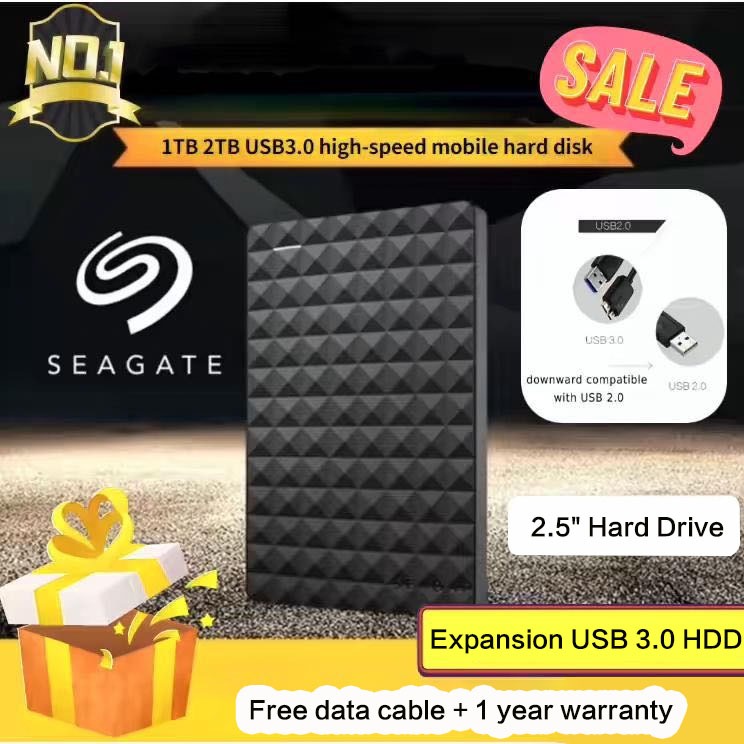 Seagate External Hard Disk  1TB/2TB/4TB USB 3.0 HDD 2.5" External Hard Disk ฮาดดิสพกพา ฮาร์ดไดรฟ์ภายนอก ประกัน 1 ปี