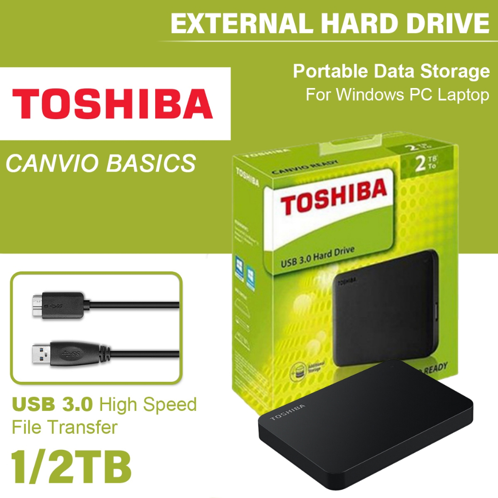 Toshiba External Hard Disk  1TB/2TB/4TB USB 3.0 HDD 2.5" External Hard Disk ฮาดดิสพกพา ฮาร์ดไดรฟ์ภายนอก ประกัน 1 ปี