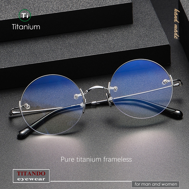 Steve Jobs แว่นตาออปติคอล ไทเทเนียมบริสุทธิ์ กรอบกลม ขนาดเล็ก สไตล์เรโทร ZY007