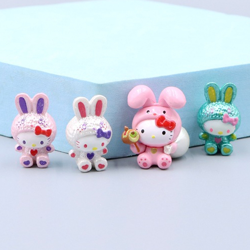 1 ชิ้น 2.7 ซม.อะนิเมะการ์ตูนรูป Hello Kitty คอสเพลย์กระต่าย Bowknot รุ่น Q Mini PVC Action Figures ตุ๊กตาของเล่นของขวัญ