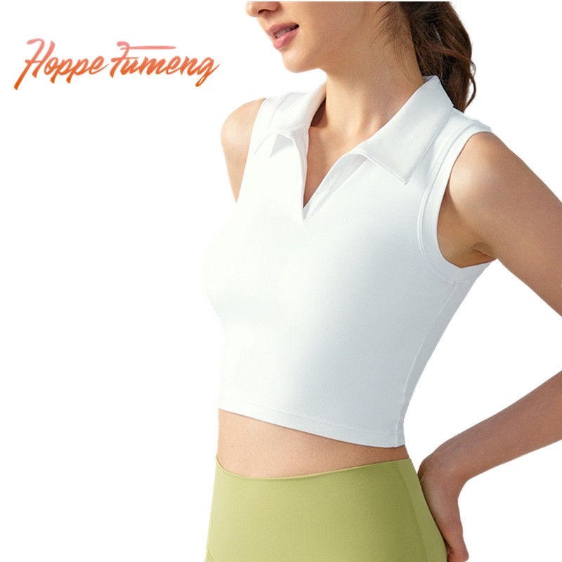 Hoppe Fumeng เสื้อกั๊กโยคะฟิตเนสคอปกแฟชั่นลําลองเสื้อกลางแจ้งสําหรับผู้หญิง