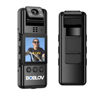 Boblov A23 64GB กล้องสวมใส่ตัว, 180° หมุนกล้องวิดีโอที่มีวิส…
