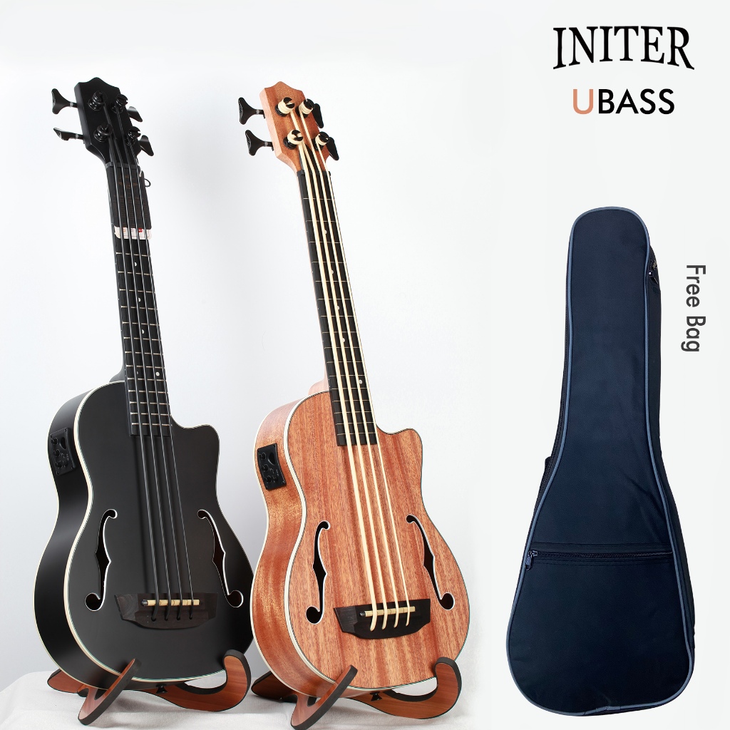 Initer 30 นิ้ว Mahogany Ubass Freted หรือ Fretless ukulele bass พร้อม Belcat EQ และกระเป๋าหนา