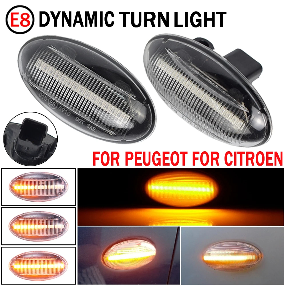 ไฟเลี้ยวไดนามิก Led สําหรับ Peugeot 307 206 407 107 607 Citroen C1 C2 C3 C5 C6