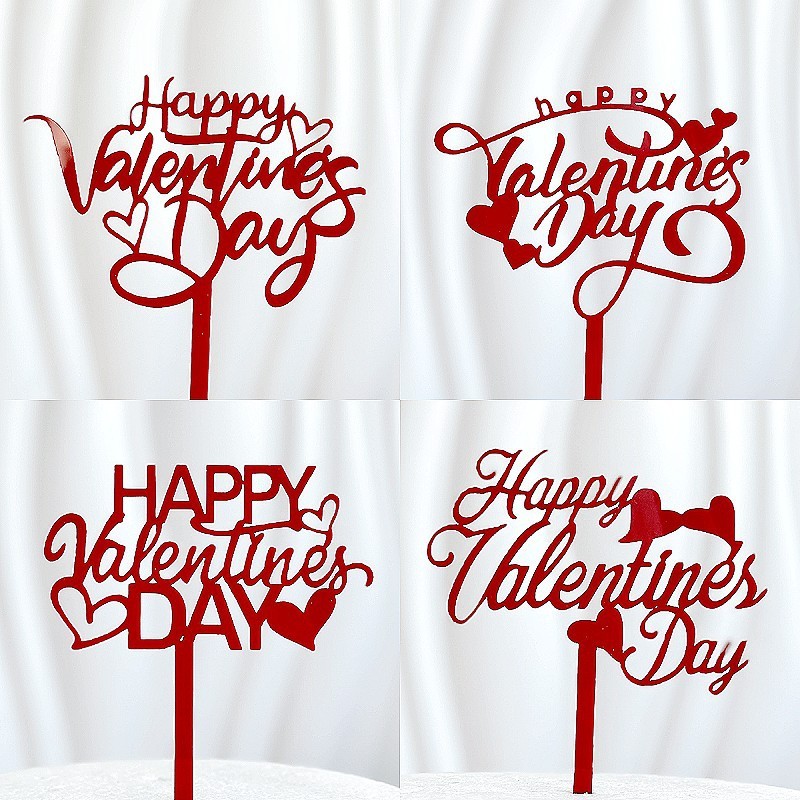 Happy Valentine's Day ท็อปเปอร์อะคริลิค สําหรับตกแต่งเค้ก วันวาเลนไทน์