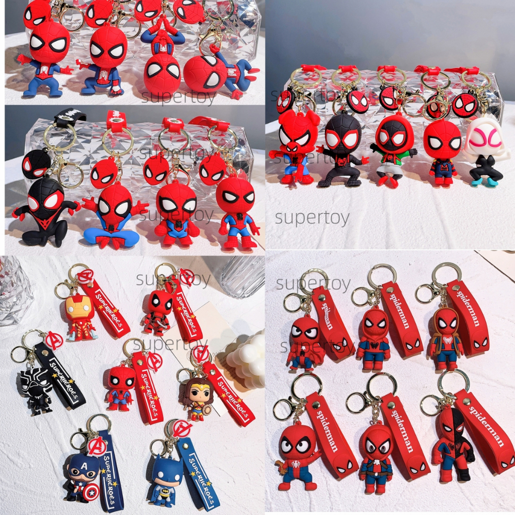 พวงกุญแจ Marvel Spider-Man Superman PVC จี้ตุ๊กตาพวงกุญแจ