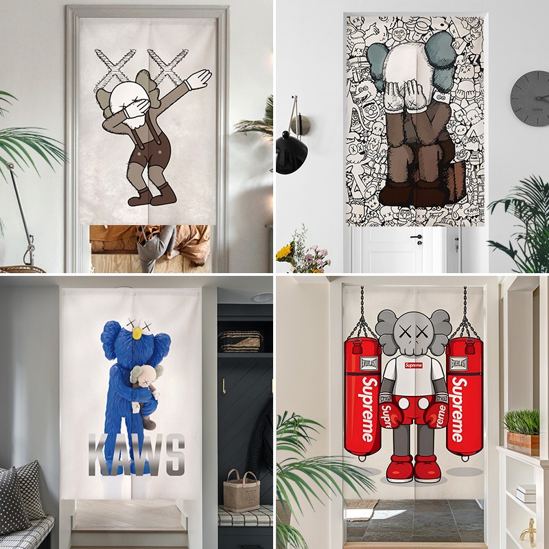 Kaws ผ้าม่านประตู ขนาดใหญ่ ไม่มีตะปู สําหรับห้องนั่งเล่น
