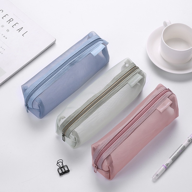 กระเป๋าใส่ดินสอผ้าโปร่งใสกระเป๋าใส่ดินสอความจุสูง INS Simple สำหรับสอบ โรงเรียน เครื่องใช้สำนักงาน