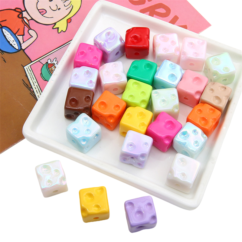 อะคริลิค큐บ 5 ชิ้น ลูกปัดแบบหลวม สำหรับทำเครื่องประดับ DIY ตกแต่งสร้อยข้อมือ พวงกุญแจ และอุปกรณ์เสริม