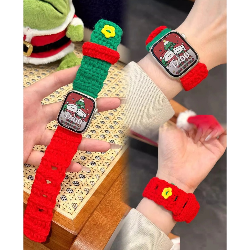 สายนาฬิกาข้อมือ ผ้าวูลถักน่ารัก สําหรับ AP Watch Strap Series10 Series 9 Series8 7 6 5 4 3 21 se se2 Ultra2 ขนาด 41 มม. 45 มม. 49 มม. 40 มม. 44 มม. 38 มม. 42 มม. สาย i watch Strap