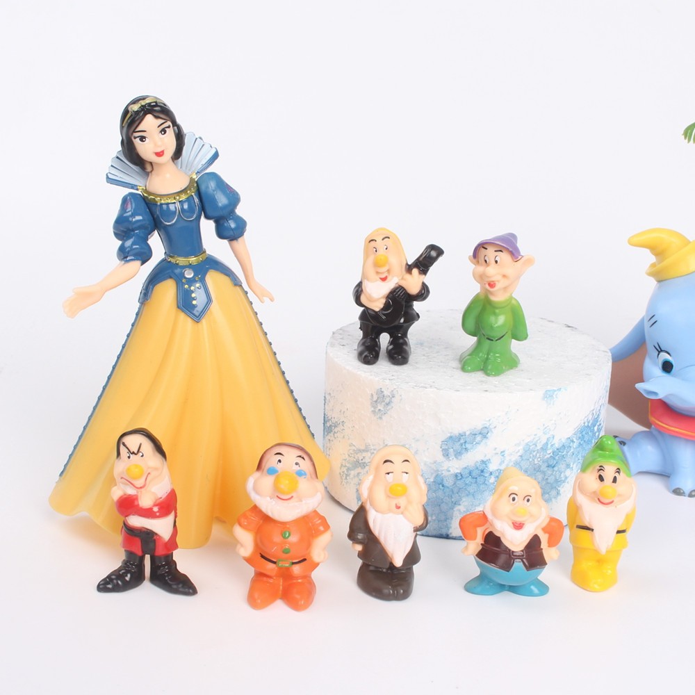 โมเดลฟิกเกอร์พลาสติก รูปการ์ตูนเจ้าหญิงดิสนีย์ Snow White and the Seven Dwarfs Q Version 8 ชิ้น ต่อชุด