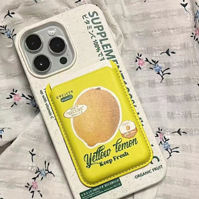 เคสโทรศัพท์มือถือ ลายเลม่อน พร้อมช่องใส่บัตร สําหรับ iPhone 15 pro 15 pro max 14 14pro max 14pro 13pro 13promax 13
