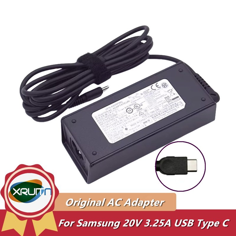 ของแท้ 20V 3.25A 65W ประเภท C A065RP06Q AC Power Adapter A18-065N2A PD-65ABH Charger สําหรับ Samsung