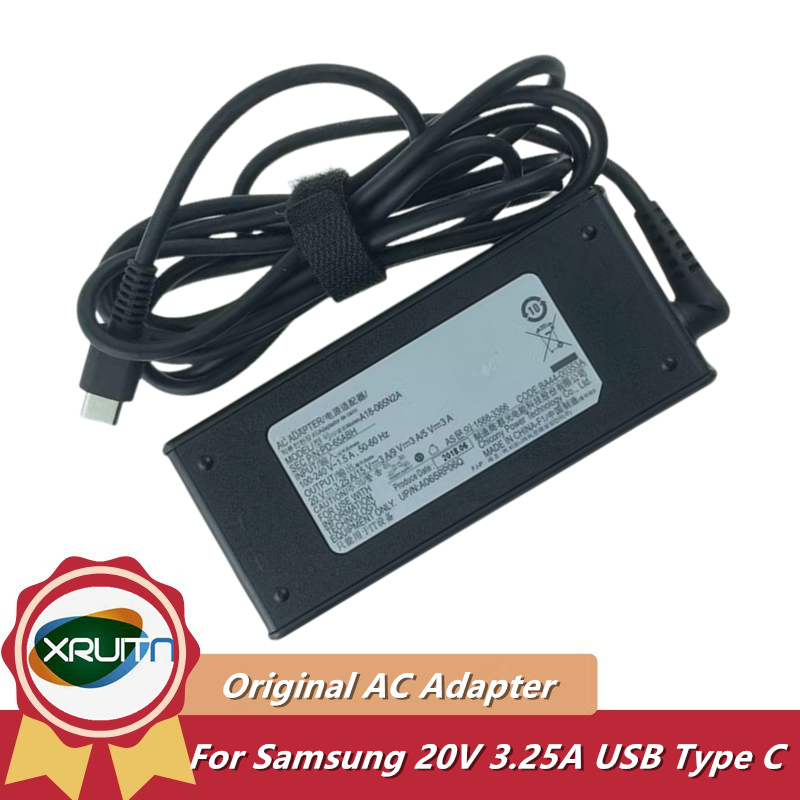 Original A18-065N2A 20V 3.25A 65W อะแดปเตอร์ AC PA-1650-96 สําหรับ Samsung Galaxy Book Pro NP950XDB-