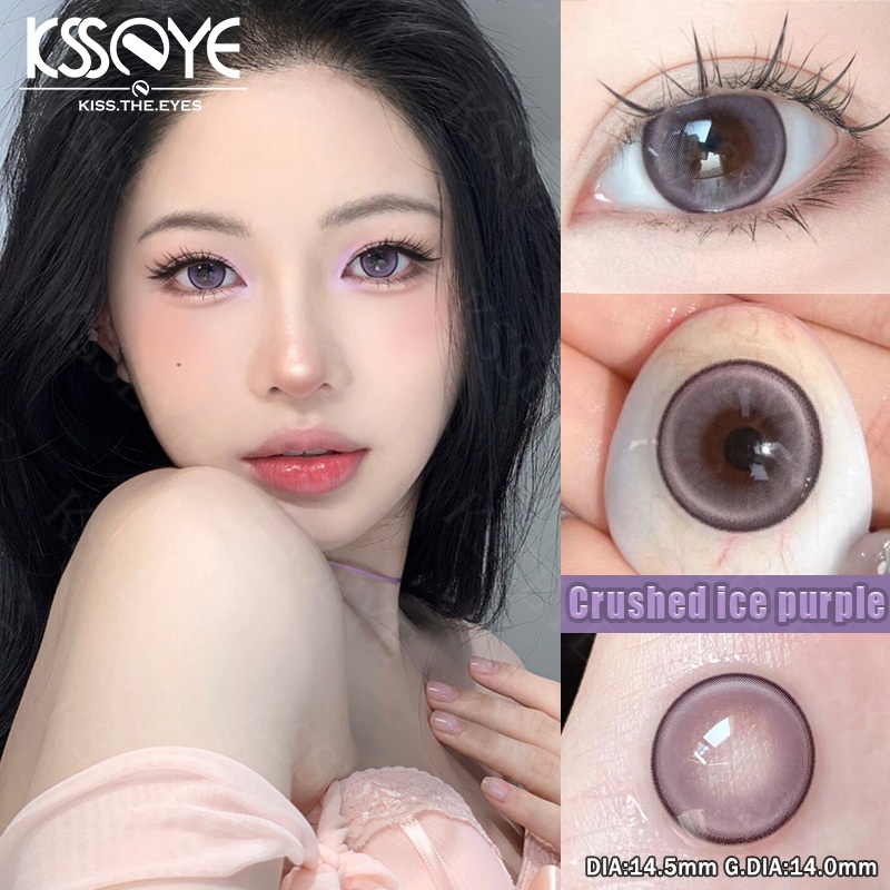 KSSEYE 2 ชิ้นสีคอนแทคเลนส์ 14.5 มม. ตาตุ๊กตา 1 วันใช้คอนแทคเลนส์สีฟ้าม่วงอ่อน Crush Ice Series เกาหลีใช้คอนแทคเลนส์สายตาสั้นทุกวัน