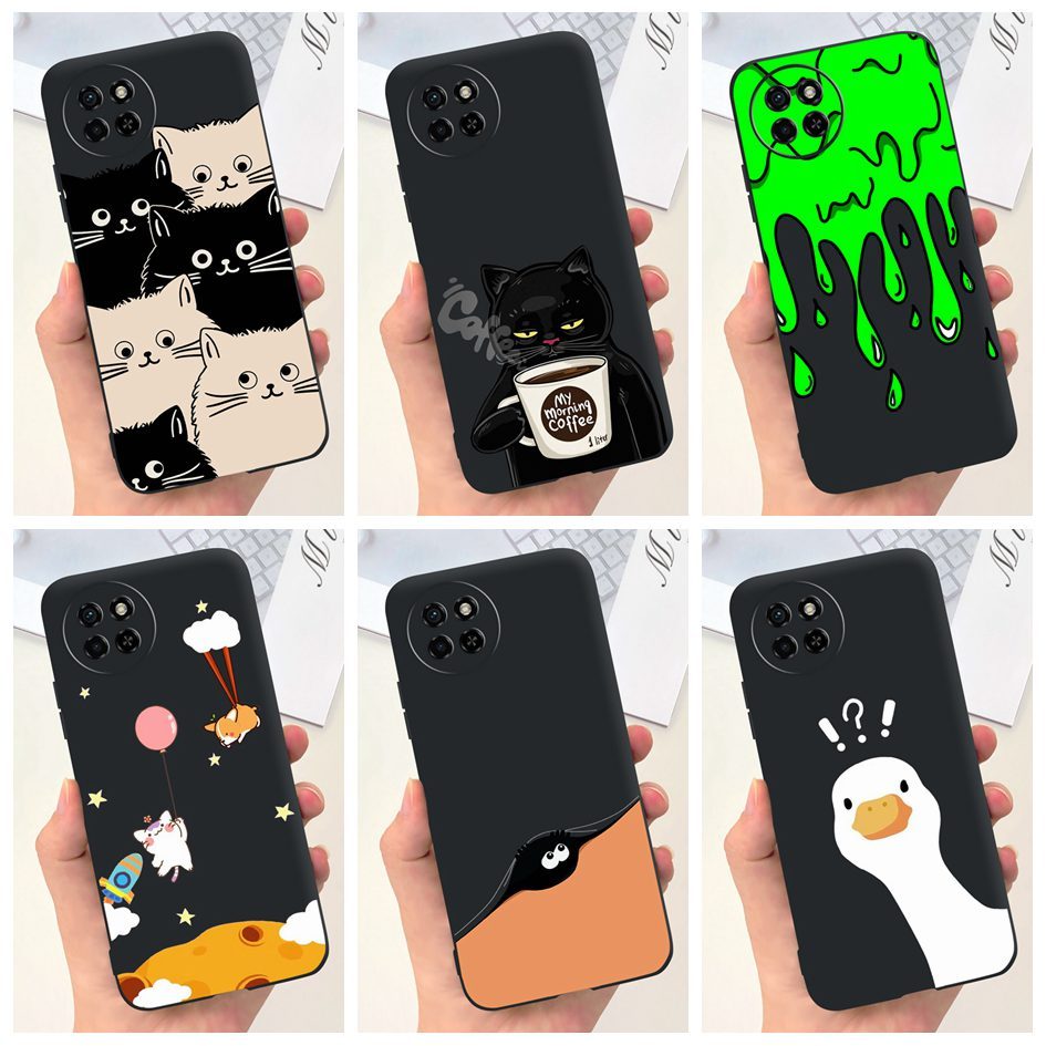 เคสโทรศัพท์มือถือแบบนิ่ม ลายการ์ตูนเป็ด แมวน่ารัก สีดํา สําหรับ ITEL S23 4G S23 S665L S 23 ITELS23