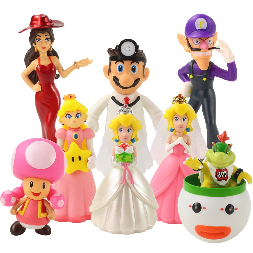 8 สไตล์เกมหมอ Pauline Bowser Baby Waluigi Peach Toadette PVC Action Figures ของเล่นตุ๊กตาเด็กของขวัญ