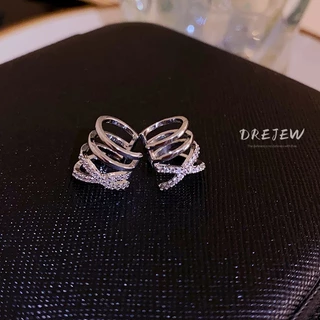 DREJEW ต่างหูแบบหนีบ ประดับเพทาย หลายชั้น ไม่ต้องเจาะหู เรียบง่าย เท่ แฟชั่น สําหรับผู้หญิง