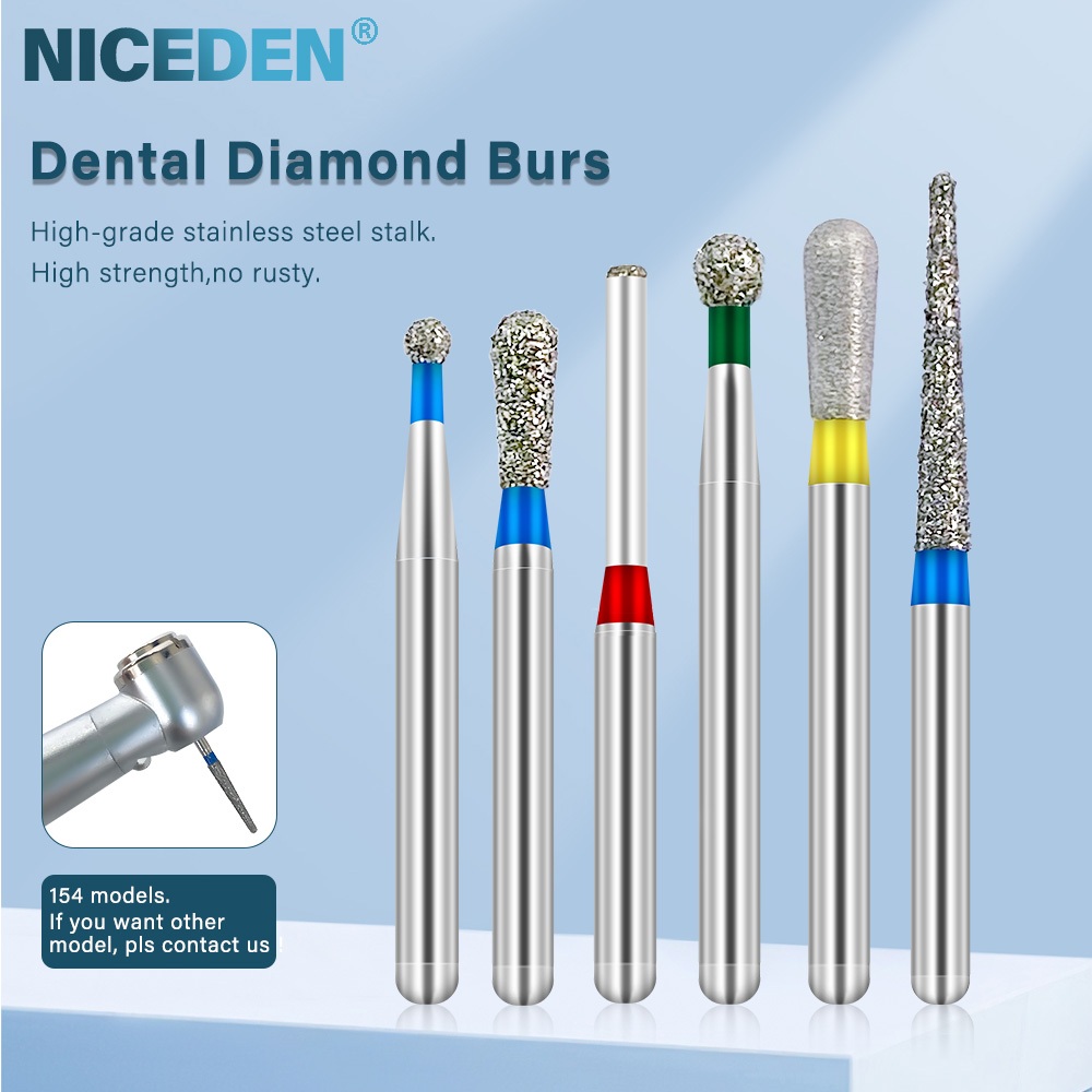 Niceden 10 ชิ้น FG ทันตกรรมเพชร Burs เจาะสําหรับ handpiece ความเร็วสูง Super หยาบเพชร Abrade Crown C