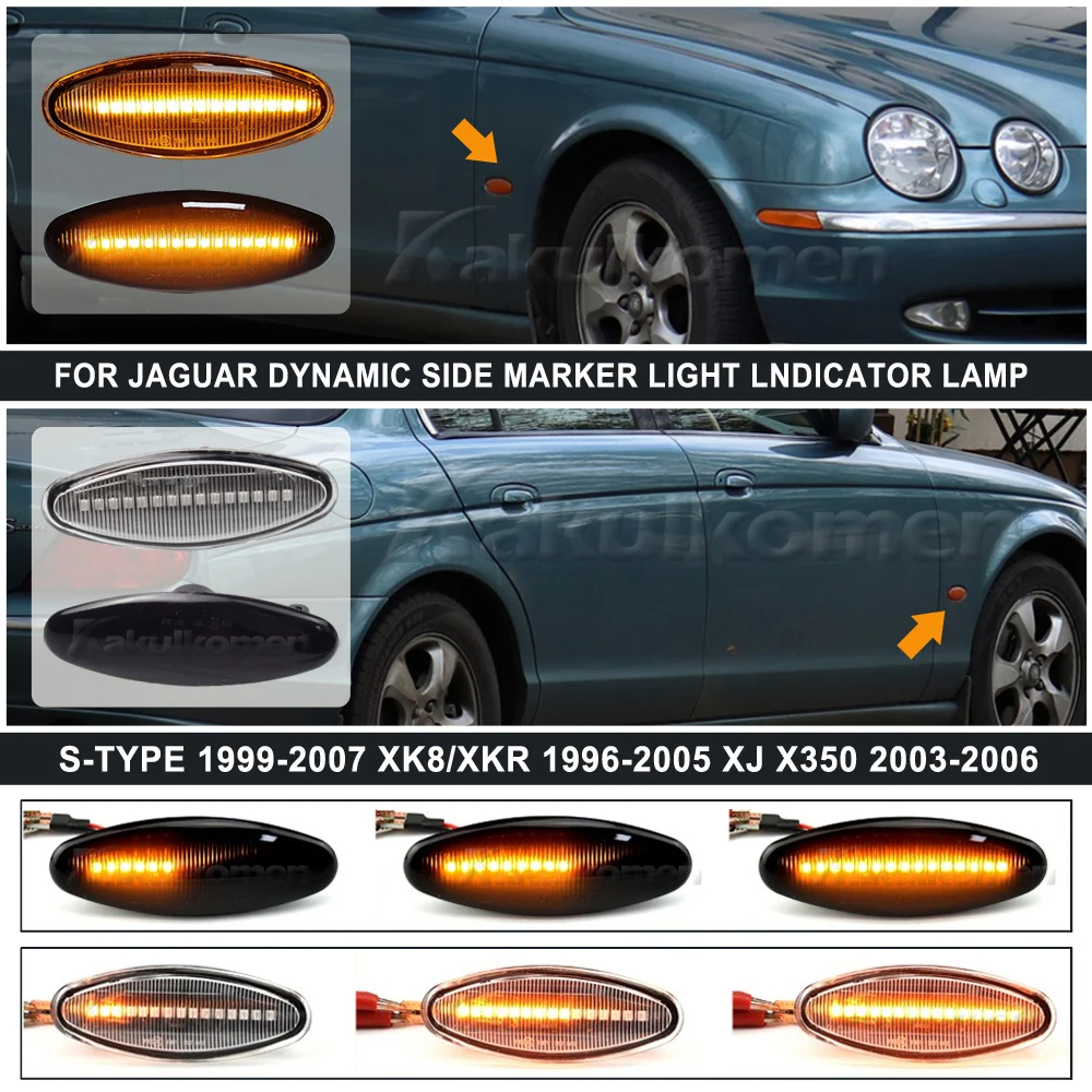 ป้ายไฟเลี้ยวไดนามิก LED สําหรับ Jaguar XK8 S-Type XK 8 XKR XJ X350