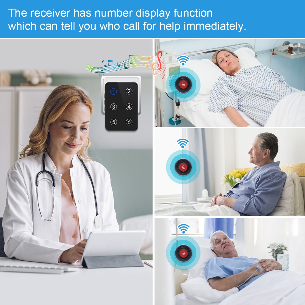 Daytech pager เจ้าหน้าที่ดูแล ปุ่มกดรับส่งสัญญาณ ดูแล,SOS กริ่งไร้สาย บ้าน/โรงพยาบาล - รูปที่ 2