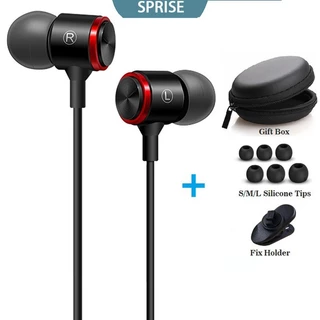 หูฟังสเตอริโอโลหะ SPRISE Extra Bass มาพร้อมกับเคสหูฟัง ระบบตัดเสียงรบกวน สายต่อแบบ Universal 3.5mm