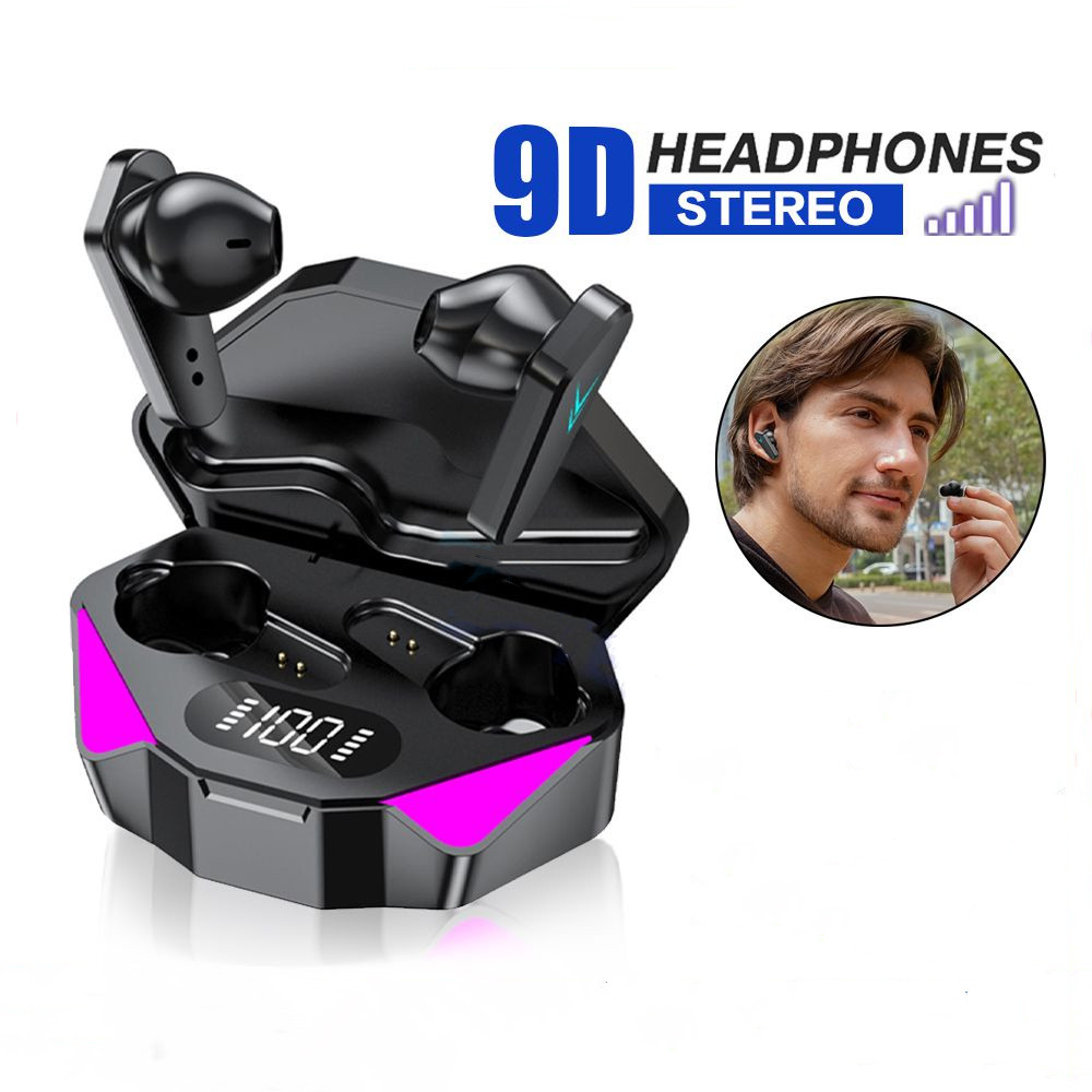 TZUZL X15 TWS หูฟังเกมมิ่ง หูฟังบลูทูธ TWS ความล่าช้าต่ํา พร้อมไมค์เกม ไฟ LED หูฟังบลูทูธ ชุดหูฟังไร