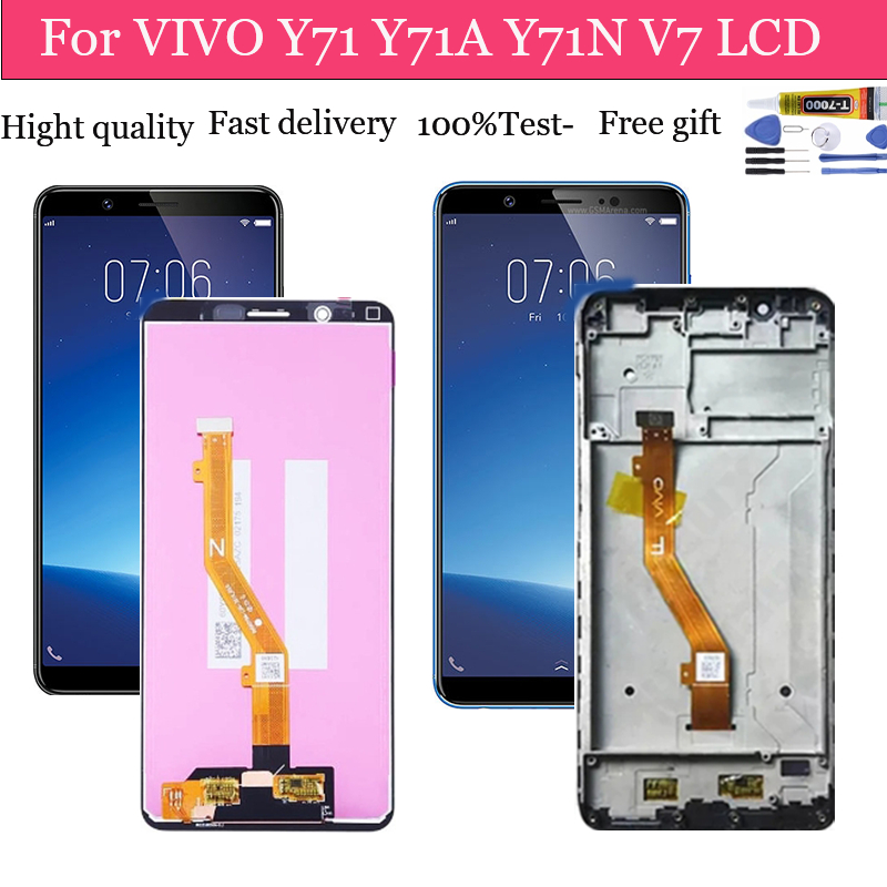 อะไหล่หน้าจอสัมผัส LCD ของแท้ พร้อมกาว แบบเปลี่ยน สําหรับ Vivo Y71 Y71N Y71A V7 Y73LCD V1731B 1724 1801