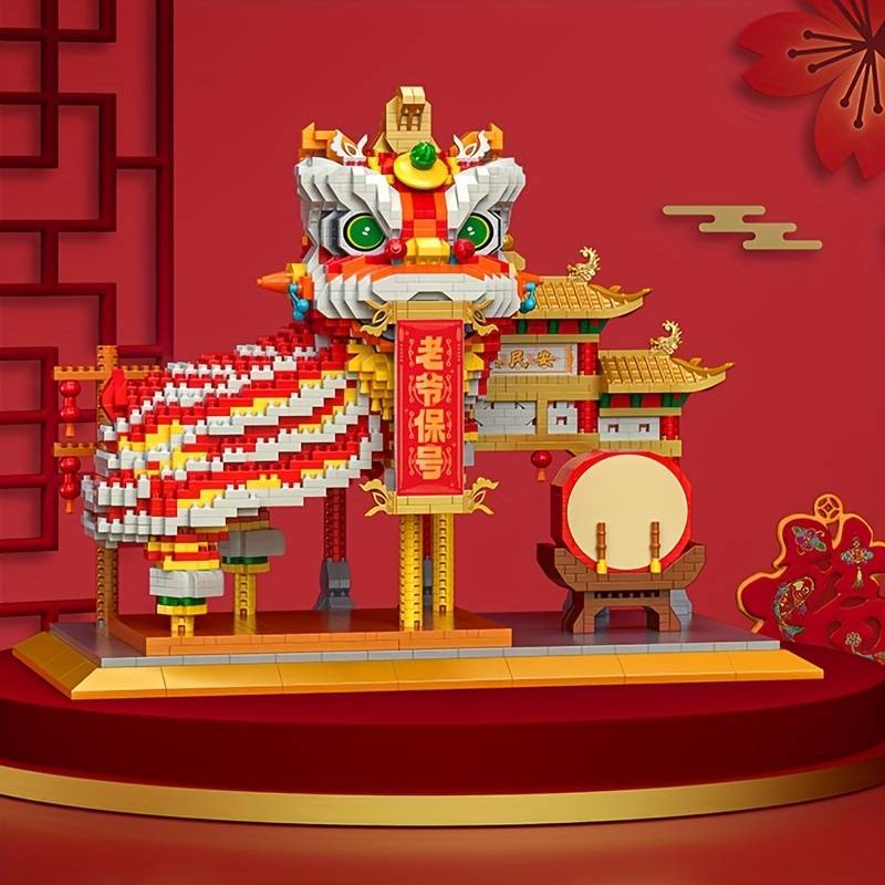 ของเล่นบล็อกตัวต่อ รูปมังกรเชิดสิงโต เทศกาลปีใหม่ สําหรับเด็กผู้ชาย และเด็กผู้หญิง - รูปที่ 6