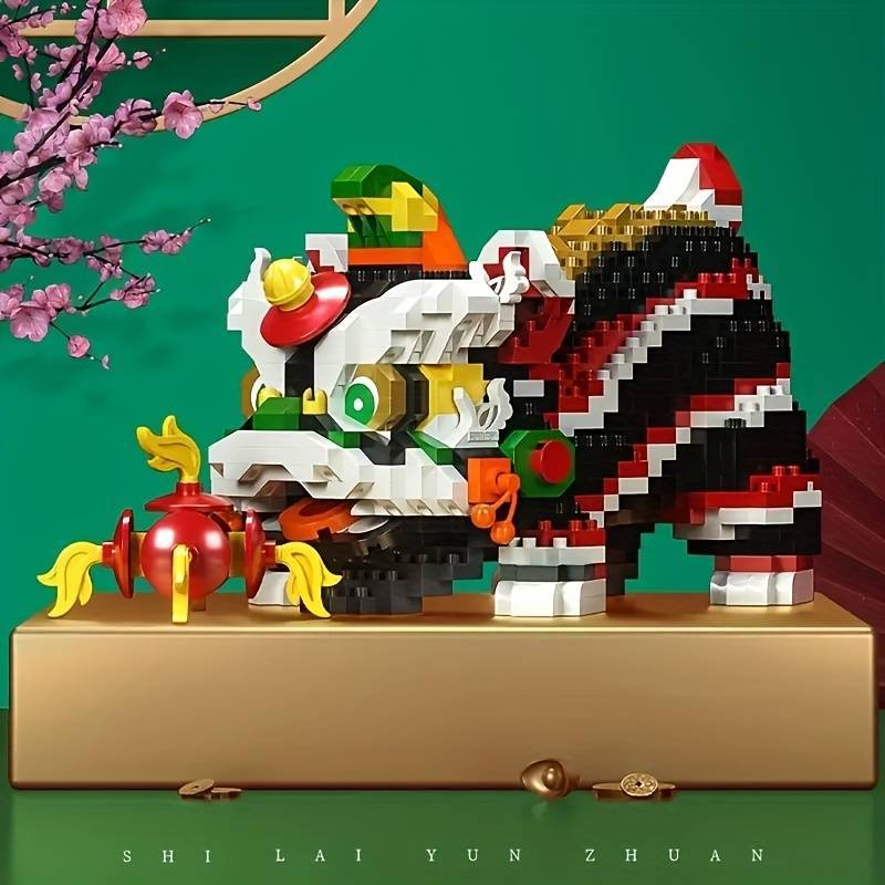 ของเล่นบล็อกตัวต่อ รูปมังกรเชิดสิงโต เทศกาลปีใหม่ สําหรับเด็กผู้ชาย และเด็กผู้หญิง - รูปที่ 4