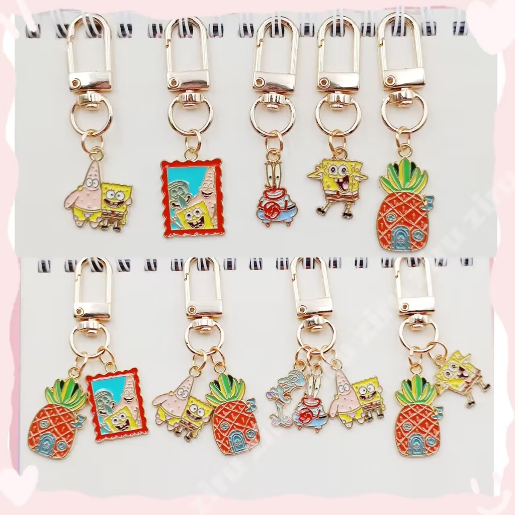 พวงกุญแจ จี้รูปการ์ตูน SpongeBob SquarePants น่ารัก สําหรับห้อยกระเป๋าเป้สะพายหลัง