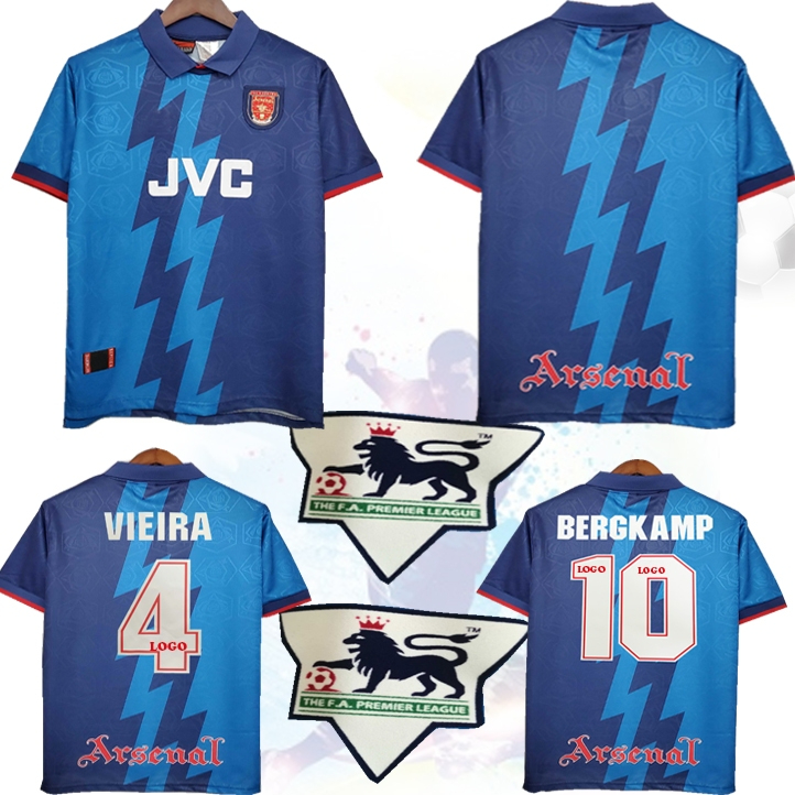 95-96 Game Season Arsenal Away Blue Retro Old Style Jersey Borg Camp Wright Football Jersey
