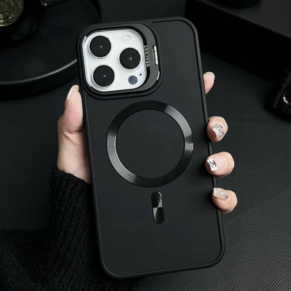 【Bracket hard case/Black】เคส compatible for iPhone 11 12 13 14 15 pro max case