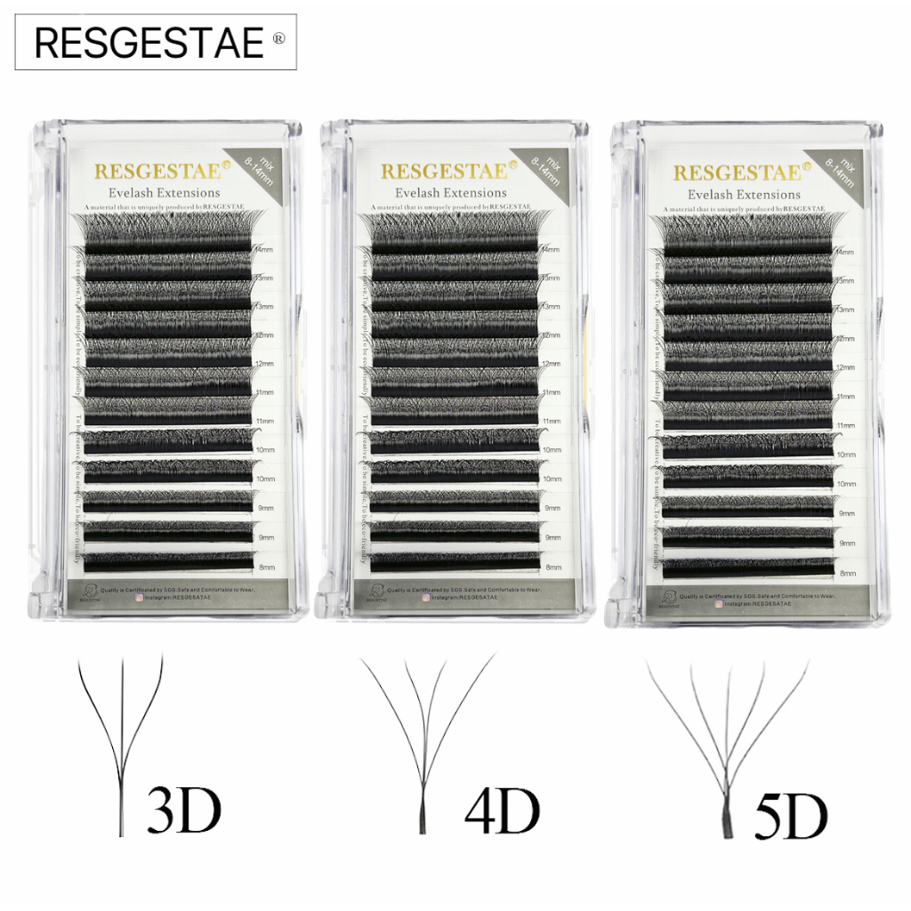 ขนตาปลอม 3D-W 4D-W 5DW ขนตาธรรมชาติ 0.07 มม. ขนตาหนา รูปตัว W และการต่อขนตาธรรมชาติ